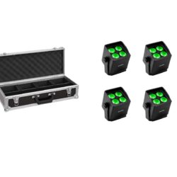 4x Battery uplight IP65 with RGBW LEDs  met koffer